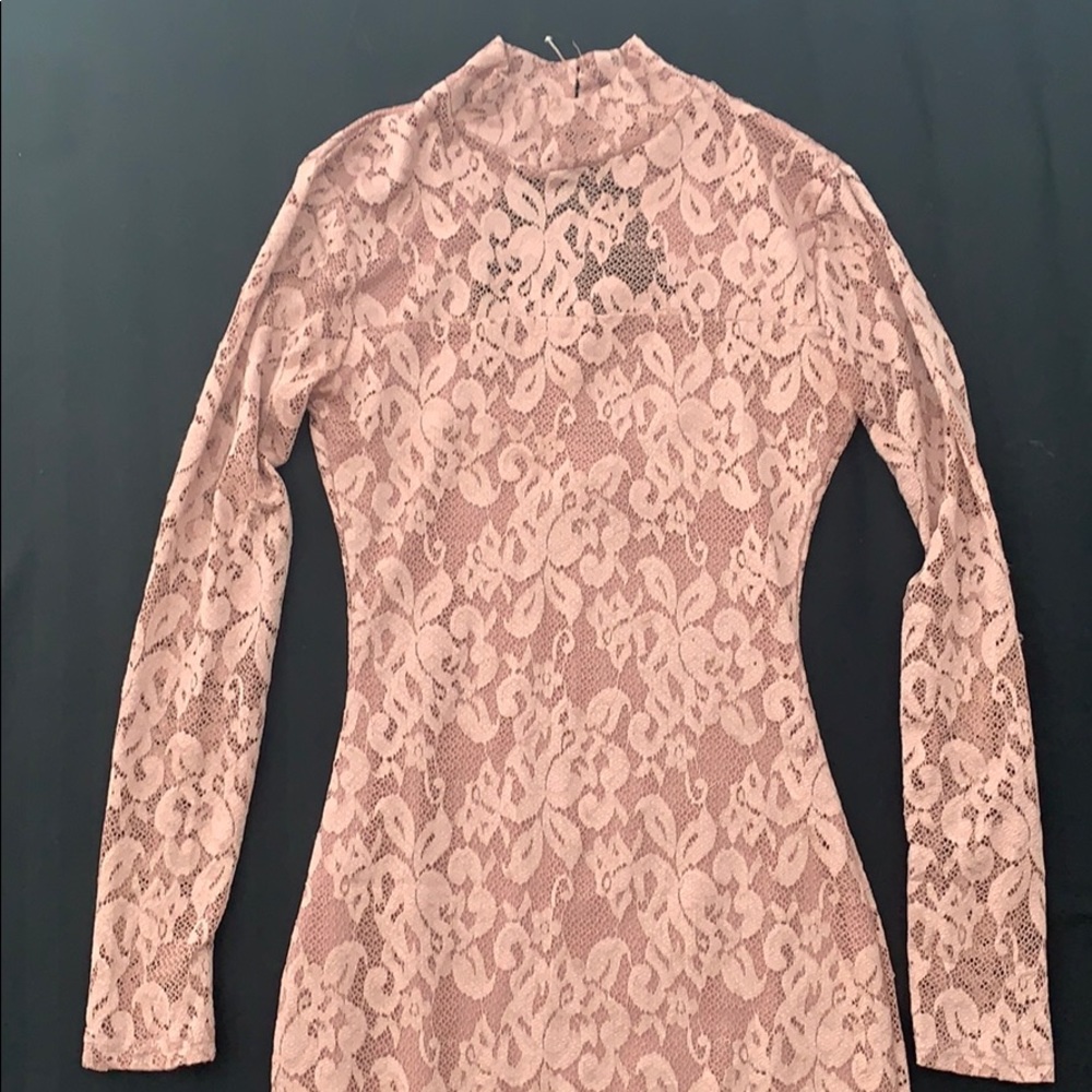 Pink lace cover form fitting dress